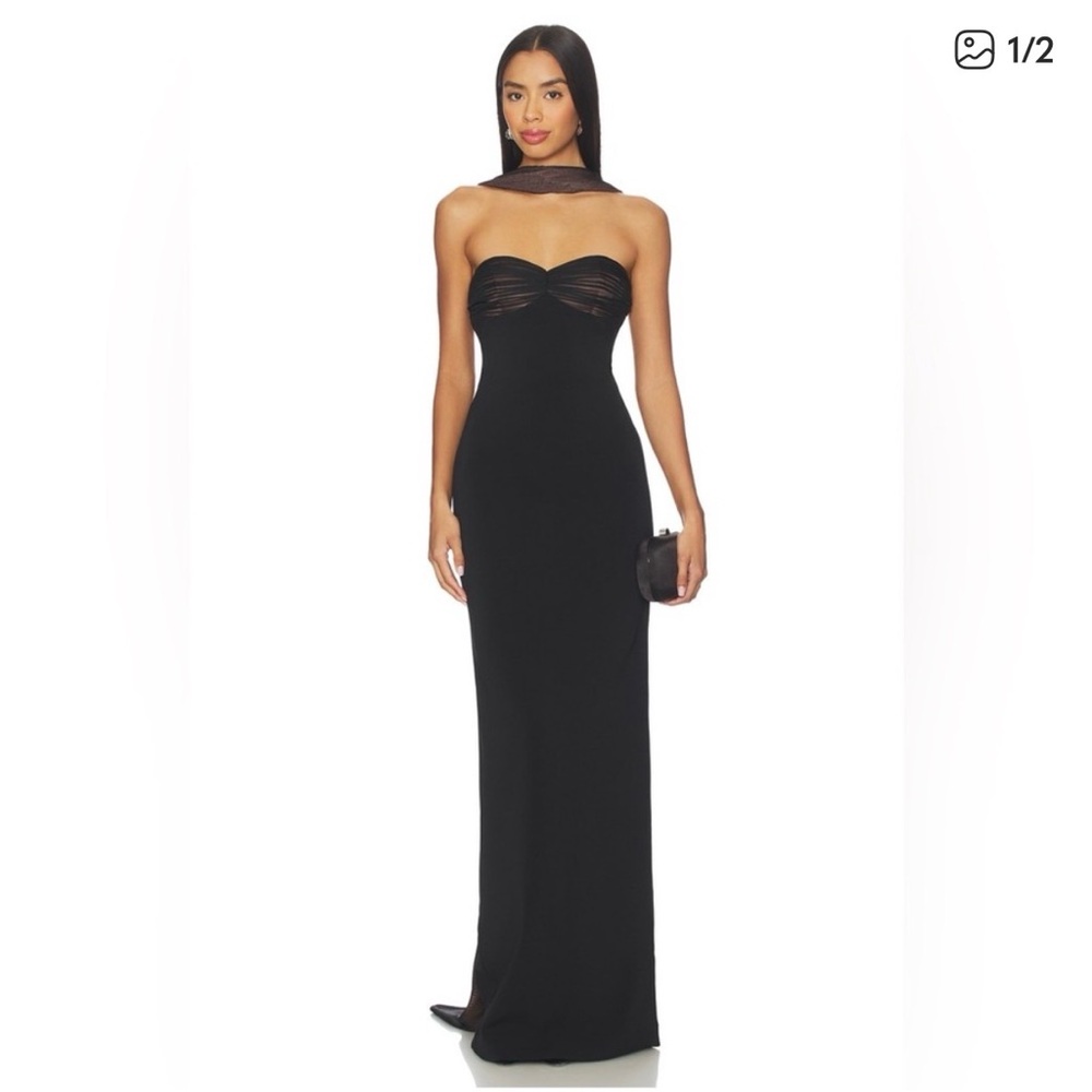 Retrofete Black Strapless Gown